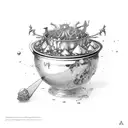 A cauldron overflowing with magical potions tattoo design idea