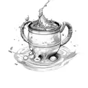 A cauldron overflowing with magical potions tattoo design idea