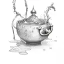 A cauldron overflowing with magical potions tattoo design idea