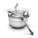A cauldron overflowing with magical potions tattoo design idea