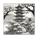 Japan and trees background looking tattoo design idea