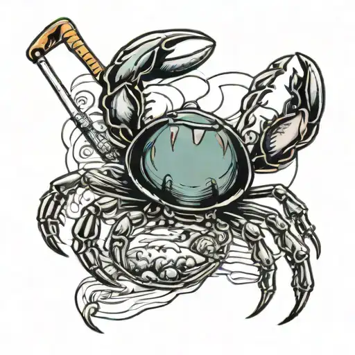 hiking golf music crabs tattoo design idea