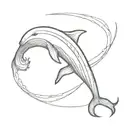 Chinese shadow whale jumping tattoo design idea
