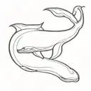 Chinese shadow whale jumping tattoo design idea