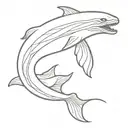 Chinese shadow whale jumping tattoo design idea