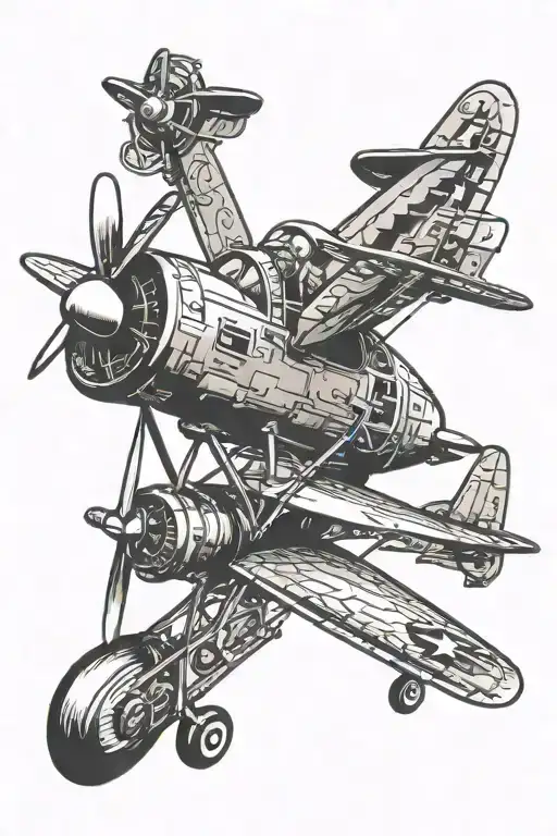 biker airplane mechanic tattoo design idea
