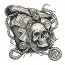 money bag with money and pain of the struggle  tattoo design idea