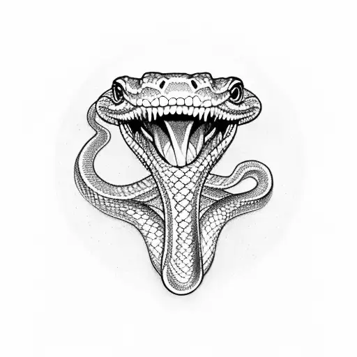 The design could feature a snake with its mouth wide open, showing off its sharp fangs. The snake's body could be large  tattoo design idea