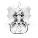 The design could feature a snake with its mouth wide open, showing off its sharp fangs. The snake's body could be large  tattoo design idea