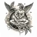 creation of adam mixed with universe tattoo design idea