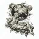 creation of adam mixed with universe tattoo design idea