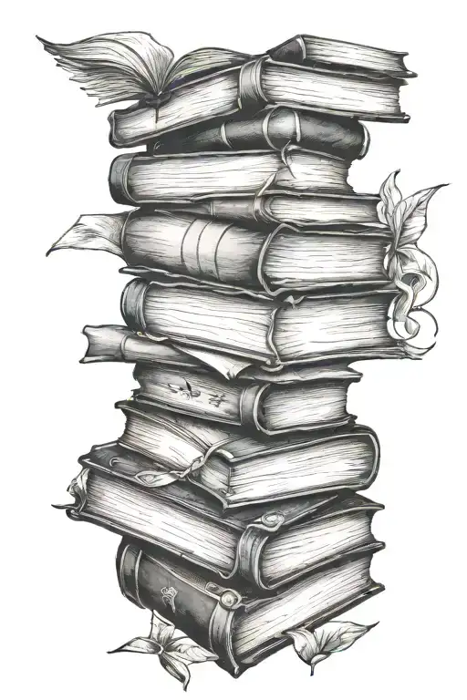 stack of books tattoo design idea