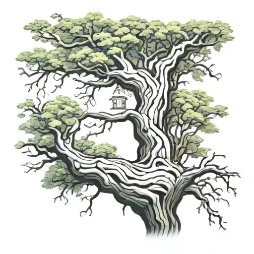 climbing tree growing with not many flowers for full arm tatoo tattoo design idea