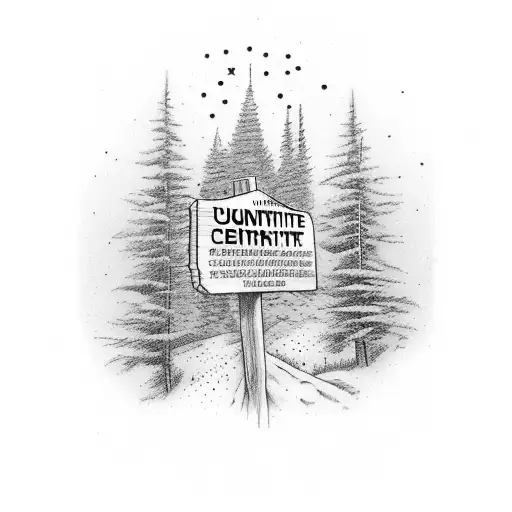 A hiking trail marker with the words 'Connecticut' and 'Medicine' intersecting tattoo design idea