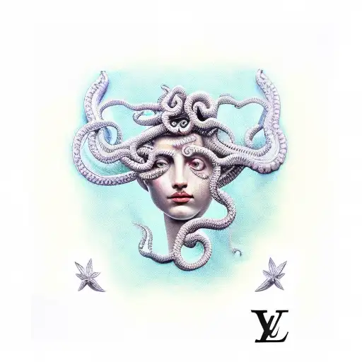 Medusa with Louis Vuitton bikini tattoo design idea