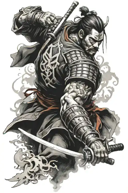 bushido samurai honor fighting strength tattoo design idea