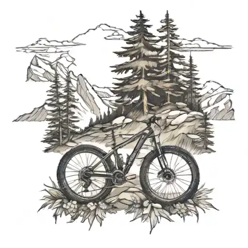 mountains and forest meadows mtb tattoo design idea