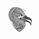 albatross Maori design merged with representation of boy and girl and life in the air force for shoulder and upper arm tattoo design idea