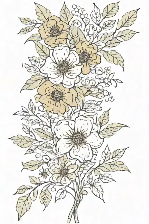 earthy floral patterns tattoo design idea