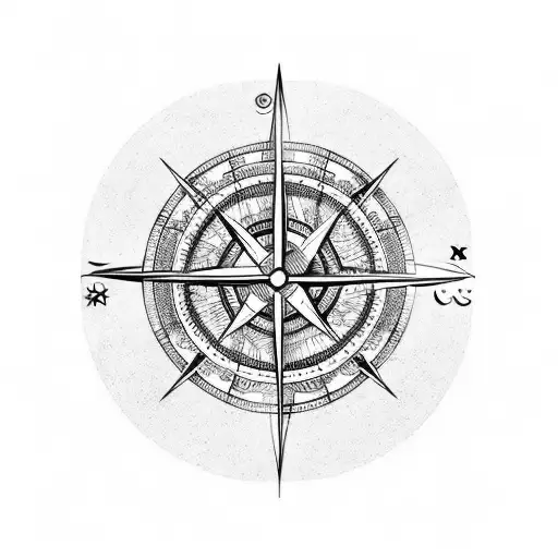 circular abstract geometric figure resembling a compass in viking style tattoo design idea