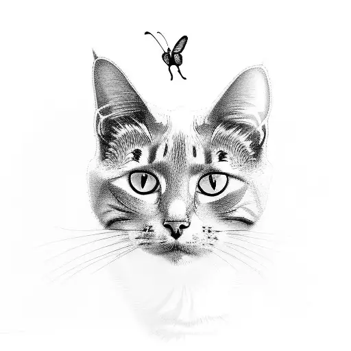 A cat and butterfly silhouette merged into one elegant design tattoo design idea