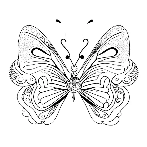 cat with one butterfly elegant design tattoo design idea