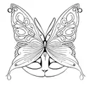 cat with one butterfly elegant design tattoo design idea