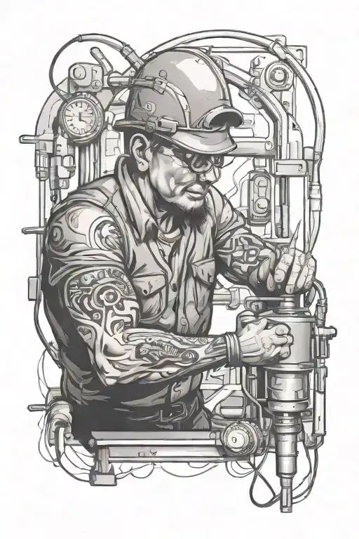 electrician working on power tattoo design idea