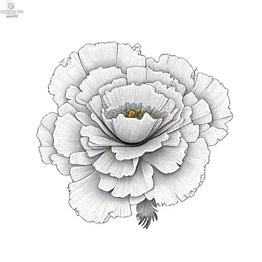 bouquet of carnation poppy marigolds violets morning glorys tattoo design idea