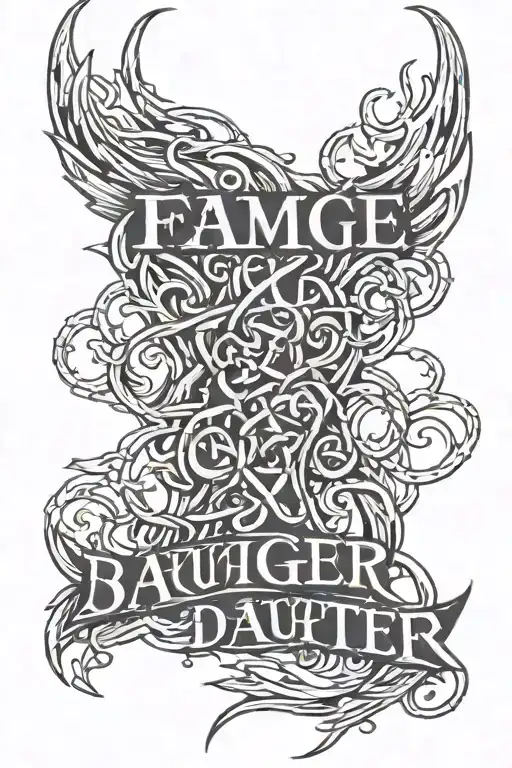 flames "savage daughter" written in nordic runes intertwined rib tattoo  tattoo design idea
