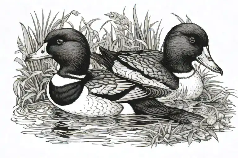 common Goldeneye drake and hen tattoo design idea