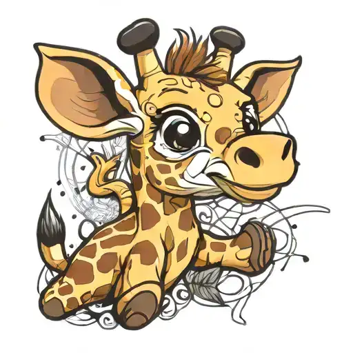 cute baby giraffe full body tattoo design idea