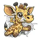 cute baby giraffe full body tattoo design idea