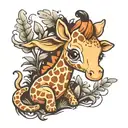 cute baby giraffe full body tattoo design idea