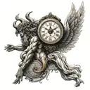Greek mythology kronos with clock tattoo design idea