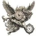 Greek mythology kronos with clock tattoo design idea