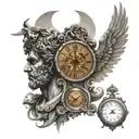 Greek mythology kronos with clock tattoo design idea