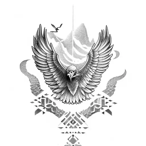 eagle wings on hand tattoo design idea