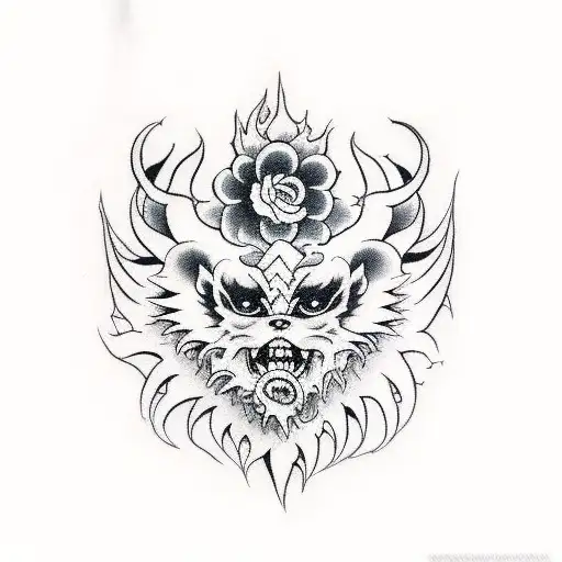 heart succubus mark, symmetrical, ornate tattoo design idea