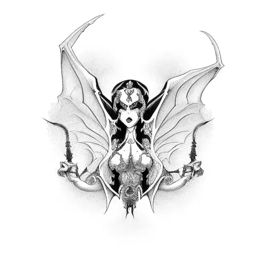 Succubus mark, symmetrical, ornate tattoo design idea