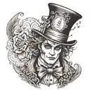 create a tattoo that fits on only one man's chest. The tattoo must represent the mad hatter of alise, the tattoo design idea