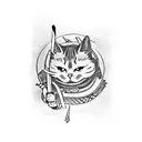 Samurai cat wielding a katana tattoo design idea