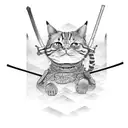 Samurai cat wielding a katana tattoo design idea