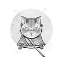 Samurai cat wielding a katana tattoo design idea