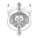 Samurai cat wielding a katana tattoo design idea