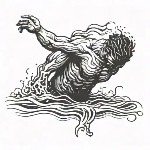 man drowning tattoo design idea