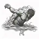 man drowning tattoo design idea