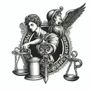 courage, justice, wisdom, Temperance tattoo design idea