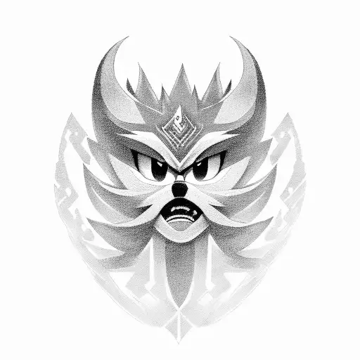 A portrait of Shadow the Hedgehog with a mysterious aura tattoo design idea