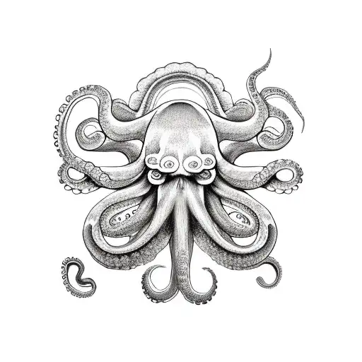 octopus around a god´s face tattoo design idea